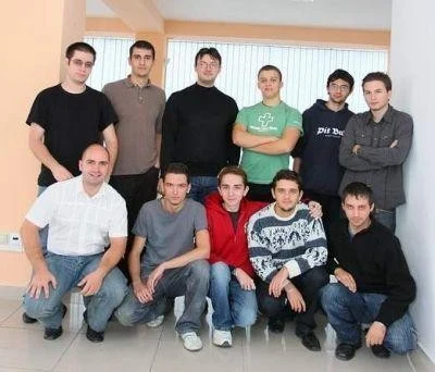 Members of the first Ubisoft Craiova team photographed together in 2008