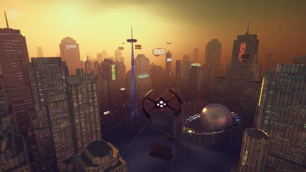 A futuristic virtual city from a production created with Unity DOTS and ECS technologies